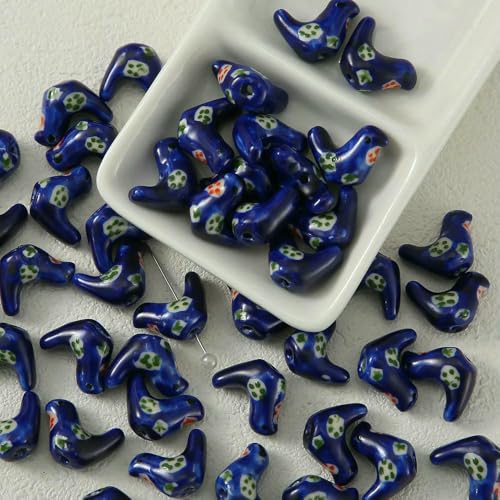 5 Stück handbemalte kleine Vogel-Keramikperlen zur Schmuckherstellung, lose Abstandshalter, Porzellanperle, DIY-Armband, Ohrring, Charm-Anhänger, Blau, 18 x 13,0 mm, 5 Stück 5 Stück handbemalte kleine Vogel-Keramikperlen zur Schmuckherstellung, lose Abstandshalter, Porzellanperle, DIY-Armband, Ohrring, Charm-Anhänger, Blau, 18 x 13,0 mm, 5 Stück von HDJSDB