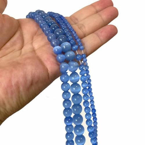 6 8 10 12 mm AAA bunte Katzenaugen-Glasperlen, lose, runde Abstandsperlen zur Schmuckherstellung, DIY-Armband, Ohrringe, Zubehör – Hellblau – 10 mm, ca. 36 Stück von HDJSDB