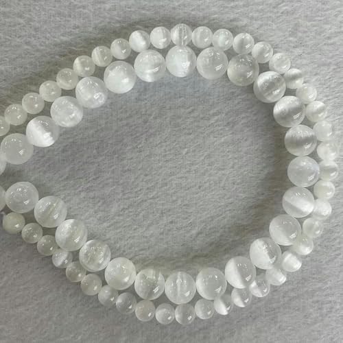 6 8 10 mm natürliche weiße Selenit-Katzenauge-Edelsteinperlen, lose Perlen, DIY-Armband, Halskette, Ohrringe, Schmuckherstellung, Perlen-Selenit-Katzenauge-10 mm von HDJSDB