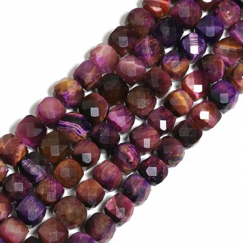 6 x 8 mm natürlicher quadratischer Steinwürfel, Tigerauge, lose Abstandsperlen für die Schmuckherstellung, DIY, elegantes Bettelarmband-Zubehör, Lila, 8 mm, ca. 47 Stück 6 x 8 mm natürlicher quadratischer Steinwürfel, Tigerauge, lose Abstandsperlen für die Schmuckherstellung, DIY, elegantes Bettelarmband-Zubehör, Lila, 8 mm, ca. 47 Stück von HDJSDB