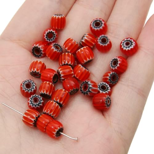 Glasperlen mit tausend Blumen, Perlen, 6 mm, 30 Stück, einzigartige Streuperlen, handgefertigt, DIY-Schmuck, Armbänder, Ohrringe, Zubehör, Stil 5 – 6 mm, 30 Stück von HDJSDB