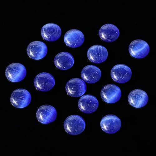 Katzenauge-Cabochons mit flacher Rückseite aus Kunstharz in verschiedenen Farben für DIY-Ringe, Ohrringe, Armbänder, Schmuckzubehör, Großhandelsbedarf, Edelblau, 6 mm, 50 Stück von HDJSDB