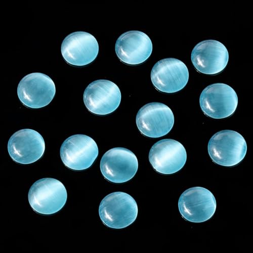 Katzenauge-Cabochons mit flacher Rückseite aus Kunstharz in verschiedenen Farben für DIY-Ringe, Ohrringe, Armbänder, Schmuckzubehör, Großhandelsbedarf, Seeblau, 4,0 mm, 50 Stück von HDJSDB