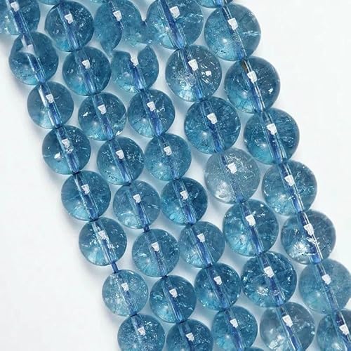 Natürliche hellblaue Topas-Perlen in 5A-Qualität, blaue Crackle-Kristall-Lose-Perlen zur Schmuckherstellung für Armbänder, Damen-Halsketten, 4–12 mm, Blautopas, 8 mm, 46 bis 48 Stück von HDJSDB