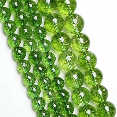 Natürliche hellblaue Topas-Perlen in 5A-Qualität, blaue Crackle-Kristall-Lose-Perlen zur Schmuckherstellung für Armbänder, Damen-Halsketten, 4–12 mm, grüner Peridot-Kristall, 8 mm, 46 bis 48 von HDJSDB