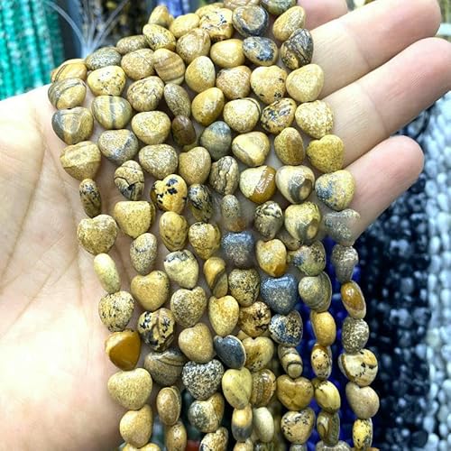 Naturstein, 10 x 10 mm, Liebesherz, Onyx, Amethyst, Smaragd, Chalcedon, lose Spacer-Perlen für die Schmuckherstellung, DIY-Armbänder, Zubehör – Bildjaspis – 10 mm, 16–18 Stück Naturstein, 10 x 10 mm, Liebesherz, Onyx, Amethyst, Smaragd, Chalcedon, lose Spacer-Perlen für die Schmuckherstellung, DIY-Armbänder, Zubehör – Bildjaspis – 10 mm, 16–18 Stück von HDJSDB