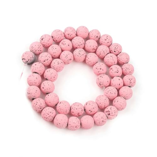 Naturstein, rosa Kristallquarz, Katzenauge, Achate, Jade, runde lose Perlen zur Schmuckherstellung, DIY, handgefertigte Armbänder, Zubehör – Vulkanischer Gummi – 4,0 mm, ca. 91 Stück von HDJSDB