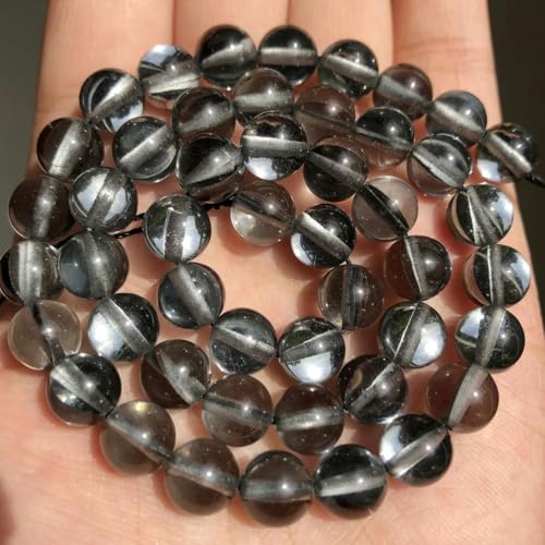 Natursteine, schwarze Achate, Hämatit, Katzenauge, lose Abstandshalter, runde Mineralperlen zur Schmuckherstellung, Handarbeiten, DIY-Armbänder, 15 Zoll, Flash-Kristall, 12 mm, 30 Stück Perlen von HDJSDB