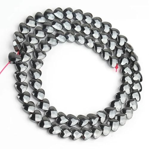 Natursteine, schwarze Achate, Hämatit, Katzenauge, lose Abstandshalter, runde Mineralperlen zur Schmuckherstellung, Handarbeiten, DIY-Armbänder, 15 Zoll – 02 Herz Hämatit – 10 mm, 36 Stück P von HDJSDB