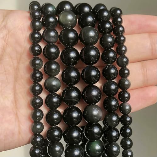 Natursteinperlen, 4, 6, 8, 10 mm, Turuoqises, Lava, Amazonit, Achate, Amethyste, runde Perlen zur Schmuckherstellung, DIY, handgefertigtes Armband, Obsidian, 4,0 mm, ca. 91 Stück Natursteinperlen, 4, 6, 8, 10 mm, Turuoqises, Lava, Amazonit, Achate, Amethyste, runde Perlen zur Schmuckherstellung, DIY, handgefertigtes Armband, Obsidian, 4,0 mm, ca. 91 Stück von HDJSDB