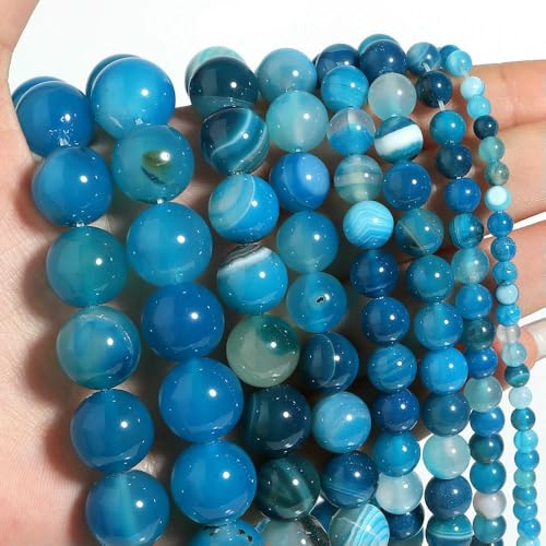 Natursteinperlen, Lava, Tigerauge, Turmalin, Amazonit, Achate, Jaspis, Rosenquarz, Perlen zum Basteln, Herstellen von DIY-Armbändern und Halsketten, blau gestreift, 4,0 mm Natursteinperlen, Lava, Tigerauge, Turmalin, Amazonit, Achate, Jaspis, Rosenquarz, Perlen zum Basteln, Herstellen von DIY-Armbändern und Halsketten, blau gestreift, 4,0 mm von HDJSDB