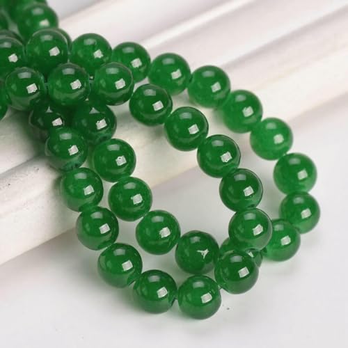 Runde 6 mm 8 mm 10 mm imitierte undurchsichtige Glasperlen aus Jade zur Schmuckherstellung, DIY-Ohrring-Zubehör, Dunkelgrün, 10 mm, 20 Stück von HDJSDB