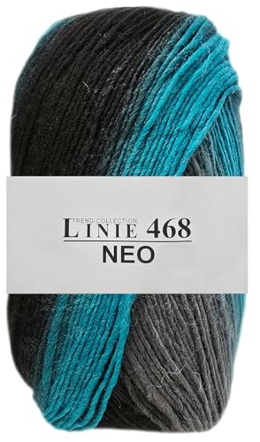 100 Gramm ONline Trend Collection Linie 468 Neo, neonartiges Garn in Schwarz Grau Verlauf (Neon Blau) von HDK-VERSAND