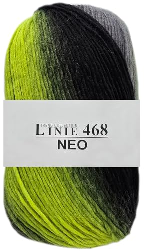 100 Gramm ONline Trend Collection Linie 468 Neo, neonartiges Garn in Schwarz Grau Verlauf (Neon Gelb) von HDK-VERSAND