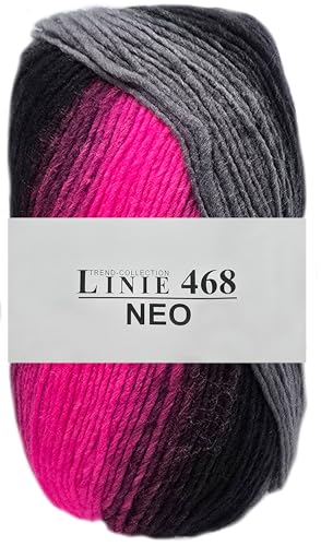 100 Gramm ONline Trend Collection Linie 468 Neo, neonartiges Garn in Schwarz Grau Verlauf (Neon Pink) von HDK-VERSAND