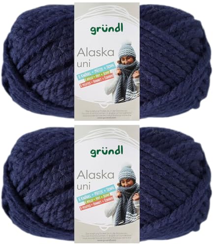 2x100 Gramm Gründl Alaska Uni aus 80% Polyacryl, 20% Wolle inkl. Anleitung Wal (03 Marine) von HDK-VERSAND