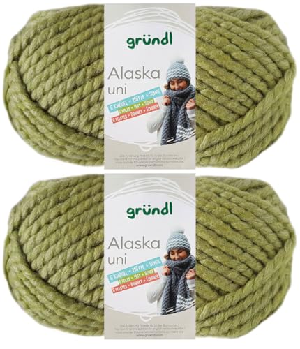 2x100 Gramm Gründl Alaska Uni aus 80% Polyacryl, 20% Wolle inkl. Anleitung Wal (04 Pistazie) von HDK-VERSAND