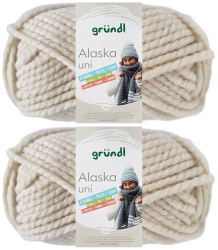 2x100 Gramm Gründl Alaska Uni aus 80% Polyacryl, 20% Wolle inkl. Anleitung Wal (07 Creme) von HDK-VERSAND