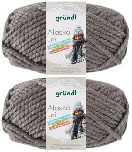 2x100 Gramm Gründl Alaska Uni aus 80% Polyacryl, 20% Wolle inkl. Anleitung Wal (09 Mittelgrau) von HDK-VERSAND