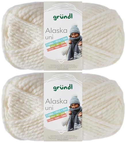 2x100 Gramm Gründl Alaska Uni aus 80% Polyacryl, 20% Wolle inkl. Anleitung Wal (13 Ecru) von HDK-VERSAND