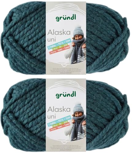 2x100 Gramm Gründl Alaska Uni aus 80% Polyacryl, 20% Wolle inkl. Anleitung Wal (20 Petrol) von HDK-VERSAND