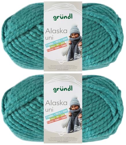 2x100 Gramm Gründl Alaska Uni aus 80% Polyacryl, 20% Wolle inkl. Anleitung Wal (23 Smaragd) von HDK-VERSAND