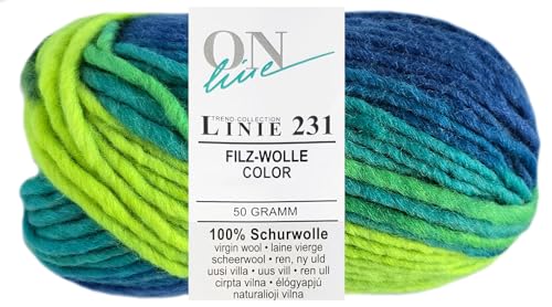 50 Gramm ONline Linie 231 Filzwolle Color aus 100% Schurwolle (0155 Blau Grün Mix) von HDK-VERSAND