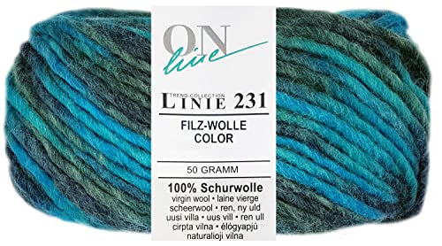 50 Gramm ONline Linie 231 Filzwolle Color aus 100% Schurwolle 0144 Lagune Mix von HDK-VERSAND