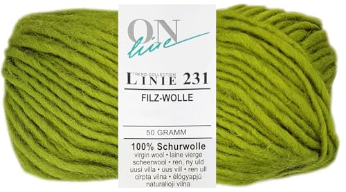 50 Gramm ONline Linie 231 Filzwolle Uni aus 100% Schurwolle (0008 Apfel) von HDK-VERSAND