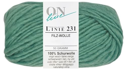 50 Gramm ONline Linie 231 Filzwolle Uni aus 100% Schurwolle (0062 Pastelltürkis) von HDK-VERSAND