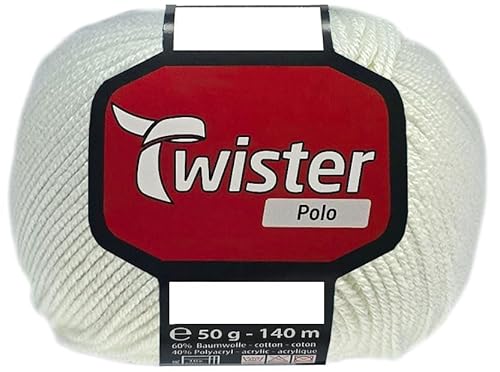 50 Gramm Twister Polo Wolle aus 60% Baumwolle, 40% Polyacryl (20 Natur) von HDK-VERSAND