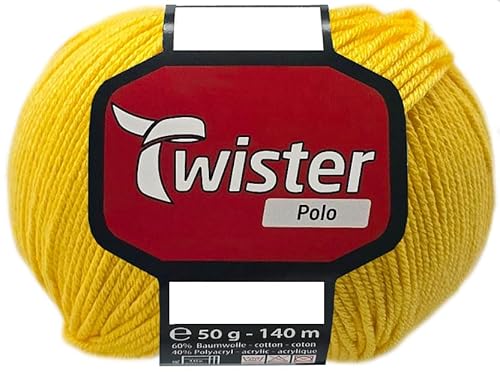 50 Gramm Twister Polo Wolle aus 60% Baumwolle, 40% Polyacryl (25 Gelb) von HDK-VERSAND