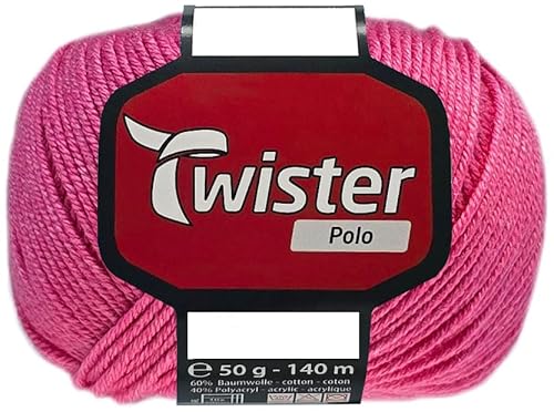 50 Gramm Twister Polo Wolle aus 60% Baumwolle, 40% Polyacryl (32 Pink) von HDK-VERSAND