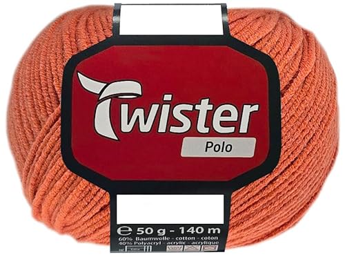 50 Gramm Twister Polo Wolle aus 60% Baumwolle, 40% Polyacryl (33 Terracotta) von HDK-VERSAND