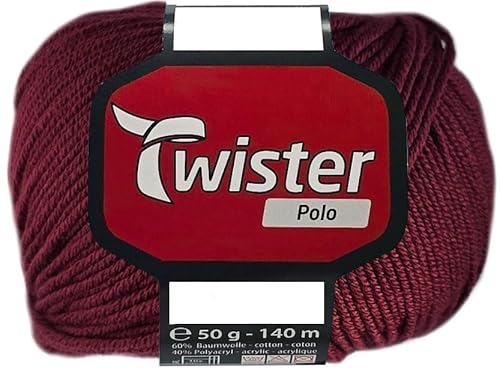 50 Gramm Twister Polo Wolle aus 60% Baumwolle, 40% Polyacryl (39 Bordeaux) von HDK-VERSAND