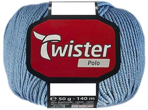 50 Gramm Twister Polo Wolle aus 60% Baumwolle, 40% Polyacryl (51 Bleu) von HDK-VERSAND