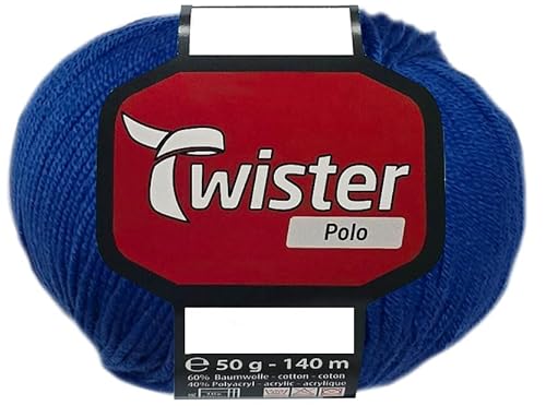 50 Gramm Twister Polo Wolle aus 60% Baumwolle, 40% Polyacryl (55 Royal) von HDK-VERSAND