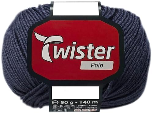 50 Gramm Twister Polo Wolle aus 60% Baumwolle, 40% Polyacryl (59 Marine) von HDK-VERSAND