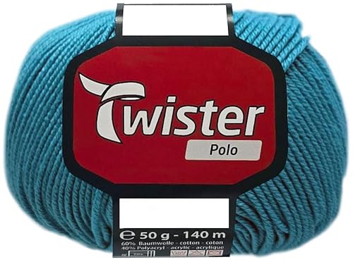 50 Gramm Twister Polo Wolle aus 60% Baumwolle, 40% Polyacryl (61 Türkis) von HDK-VERSAND