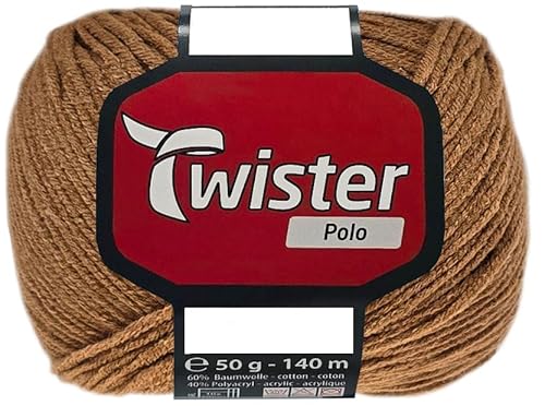 50 Gramm Twister Polo Wolle aus 60% Baumwolle, 40% Polyacryl (82 Braun) von HDK-VERSAND