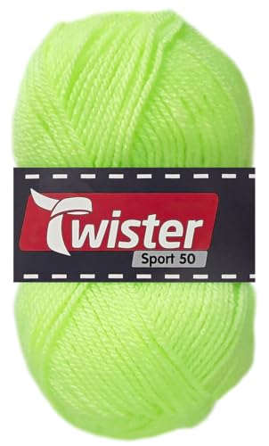 50 Gramm Twister Sport 50 aus 100% Polyacryl (21 Neon Gelb) von HDK-VERSAND