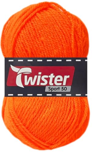 50 Gramm Twister Sport 50 aus 100% Polyacryl (33 Neon Orange) von HDK-VERSAND