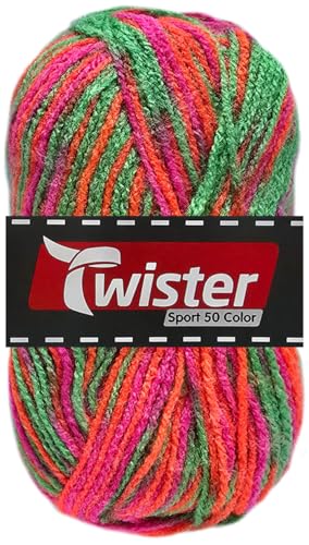 50 Gramm Twister Sport Color 50 aus 100% Polyacryl (07 Neon Color) von HDK-VERSAND