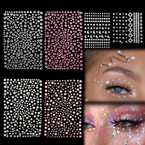 HDKAJL 1600PCS Strasssteine Zum Basteln, Glitzersteine Selbstklebend Glitzer Steine Selbstklebende Strasssteine Gesicht, Glitzersteine Silber für DIY Gesichts Make Up Bastelarbeiten Nägel Dekoration von HDKAJL