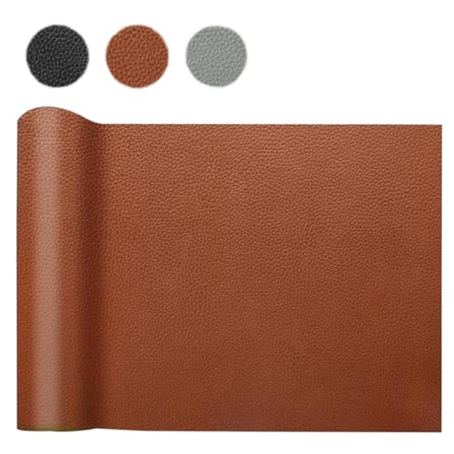 HDKAJL Kunstleder Meterware 100x140cm,Wasserdicht Leder Stoff Gekörnt Lederimitat Texturiert Lederstoff Meterware Reparieren Bezugsstoff Leder Patch für Fasching Karneval DIY Autositze Sofa, Braun von HDKAJL