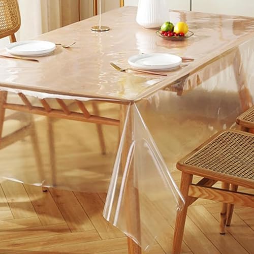 HDKAJL Tischdecke Durchsichtig 100x150cm, Tischfolie Transparent 0,2mm Klarsicht Tischdecke Transparent Schutzdecke Glasklar Durchsichtig Klarsichtfolie Tischschutz für Küche Zuhause Picknick Outdoor von HDKAJL