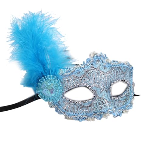 HDKEAN Damen-Feder-Maskerade, Halloween-Kostüme, Party, Tanz, Abschlussball, halbes Gesicht, Spitze von HDKEAN