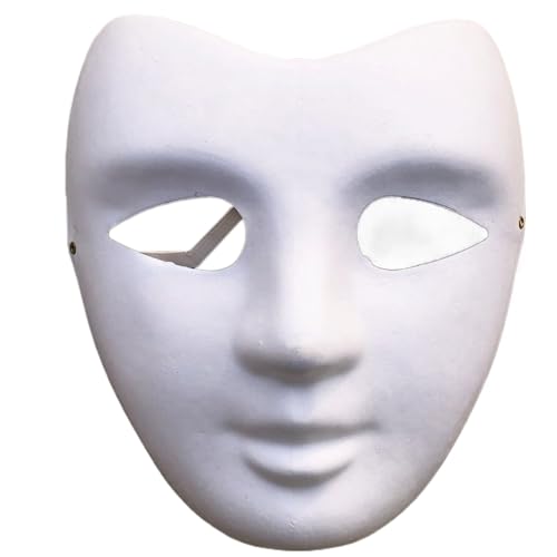 HDKEAN Malbare Papiermaske, blanko, Papiermaske, Cosplay-Maske, Vollgesichtsmaske, weiße Maske, Kunst, Handwerk, Party, DIY, Papiermaske, unlackiert von HDKEAN