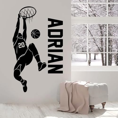 Benutzerdefinierter Name Und Nummer. Basketballspieler-Wandaufkleber, Vinyl-Heimdekoration, Jungenzimmer-Schlafzimmer, Sport-Aufkleber, Individuelle Dunk-Namensdekoration, Namensschilder (Size : 142x von HDLOVE