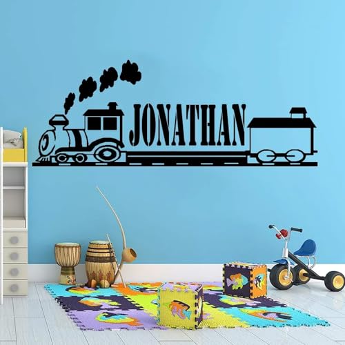 Benutzerdefinierter Namenszug-LKW-Wandaufkleber, Baby- Und Kinderzimmer, Personalisierter Name-Zug-Mechanisches-Auto-Wandtattoo-Schlafzimmer-Vinyl-Deko, Namenswandaufkleber For Jungen (Size : 100cmwi von HDLOVE